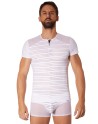 T-shirt blanc rayé opaque et transparent - LM906-81WHT