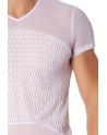 T-shirt blanc maille et motifs - LM901-81WHT